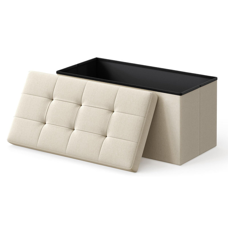 Banc de rangement avec repose-pieds pliant, Blanc, Tissu Oxford