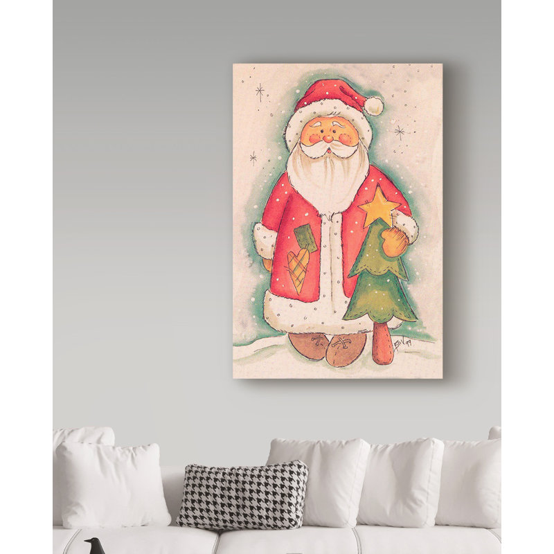« père noël avec une arbre », art sur toile, H 19 po x l 12 po x P 2 po