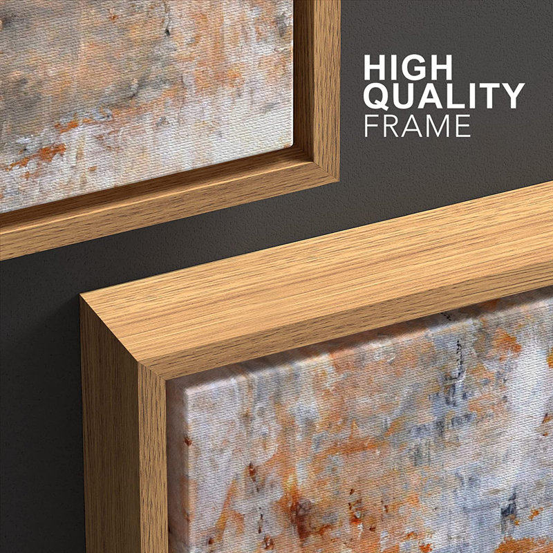 Modern Geometric Abstract Orange and Gray Canvas Wall Art Set