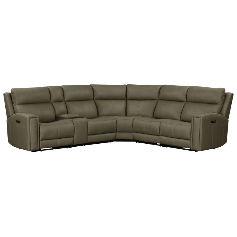 6 Piece Zero Wall Reclining Power Sectional, Tan Leather