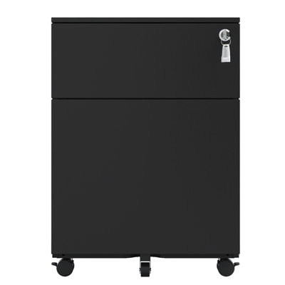 2 Drawer Steel File Cabinet With Lock, Accommodates Legal/letter/a4/f4, Home Office Appeal, Black Drawers, Steel, Locked, For Sophistication,