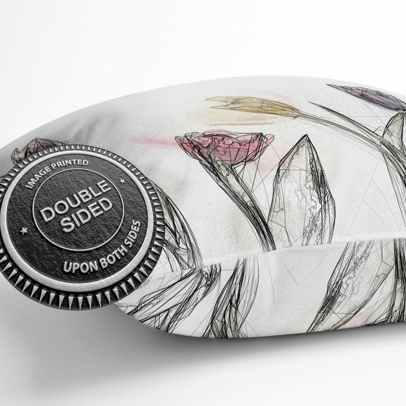Floral Square Throw Cushion, 40cm H x 40cm W x 15cm D