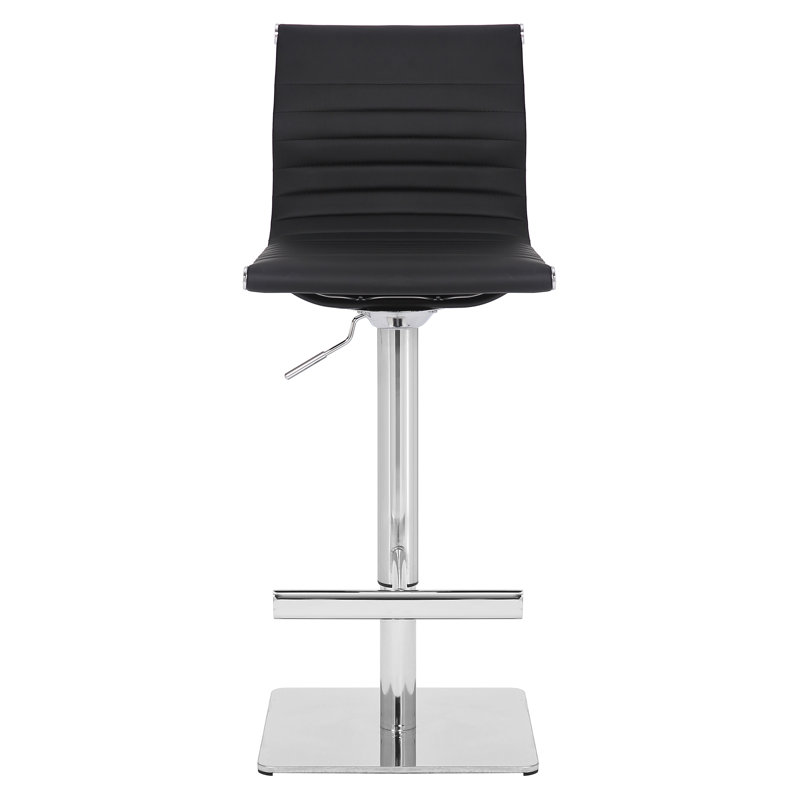 Batres Swivel Upholstered Adjustable Height Bar Stool, Black