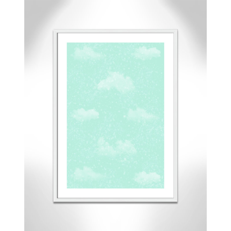 Art unique de nuages scintillants, H 35,5 po x l 25,5 po x P 1,1875 po, Encadré de boîte blanc