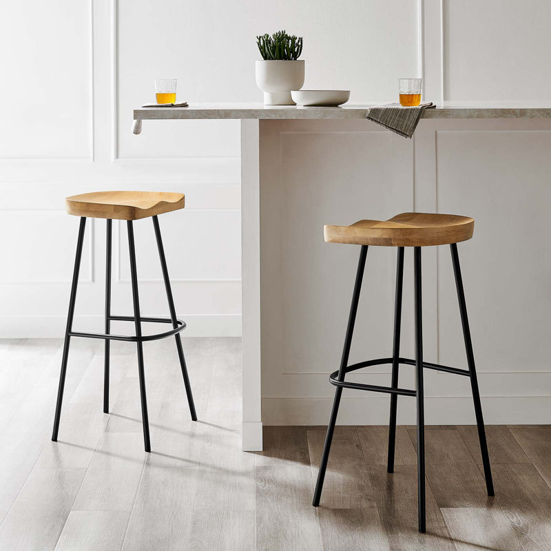 Modway Concord Solid Wood Stool, Oak, Bar Stool (31.5" Seat Height)