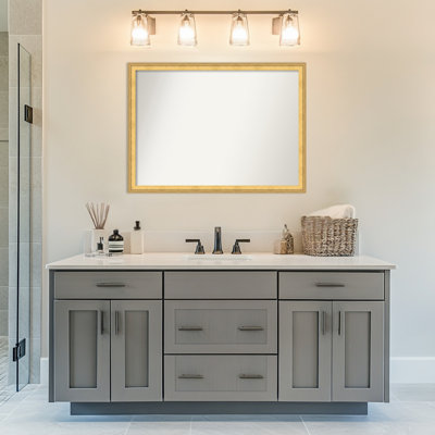Owen Gold Non-Beveled Wood Framed Bathroom Vanity Wall Mirror