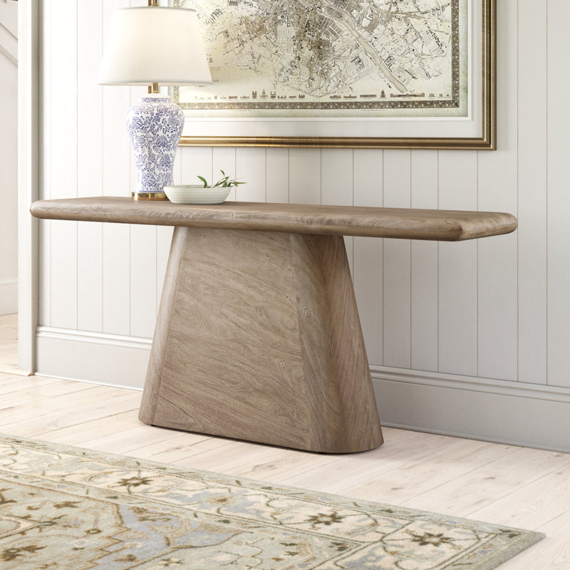 Brie 70'' Natural Acacia Wood Pedestal Console Table