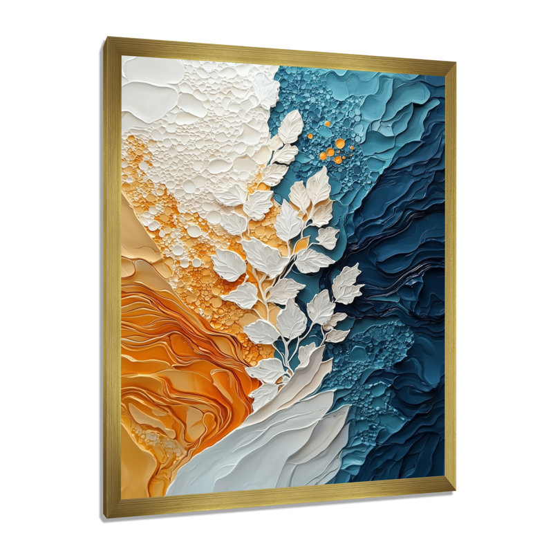 Orah - art mural abstrait, H 20 po x l 12 po, Reproduction encadrée d'une seule photo, Doré