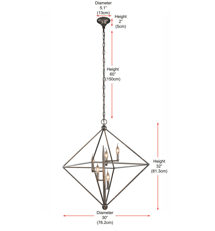 Deanda 5 - Light Dimmable Geometric Chandelier, Aged Iron