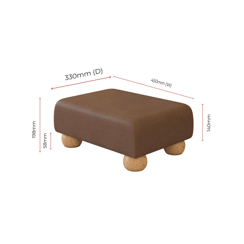 Acierno Natural Wood Bun Feet - Faux Leather, Chocolate Brown, Natural