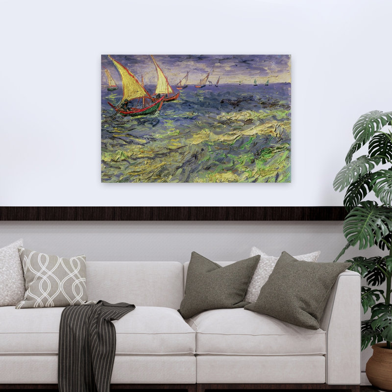 Paysage marin des Saintes-Maries, 1888 - Affiche contemporaine, H 32 po x l 48 po