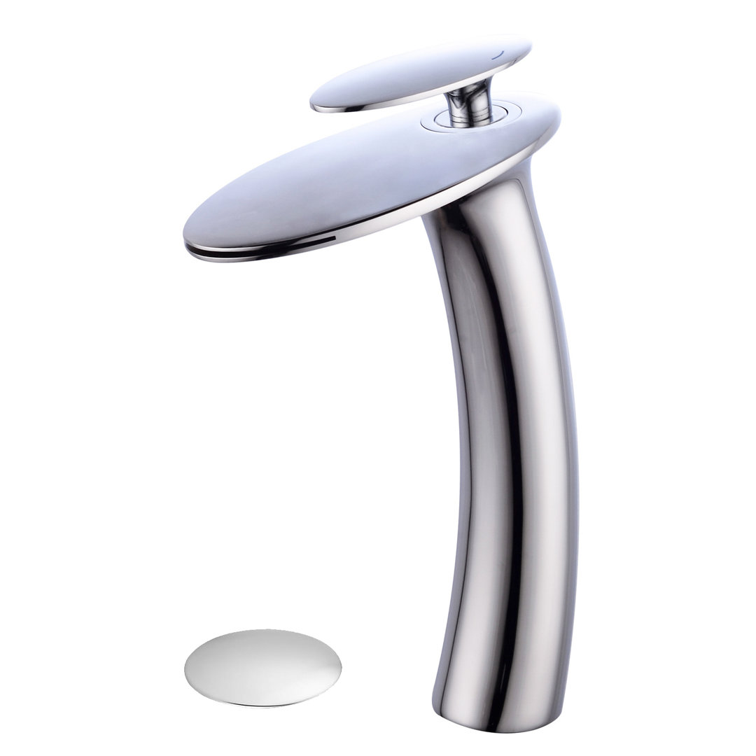 Waterfall Single Hole Bathroom Faucet With Deck Cover Plate With Pop Up Drain Assembly Wovier 