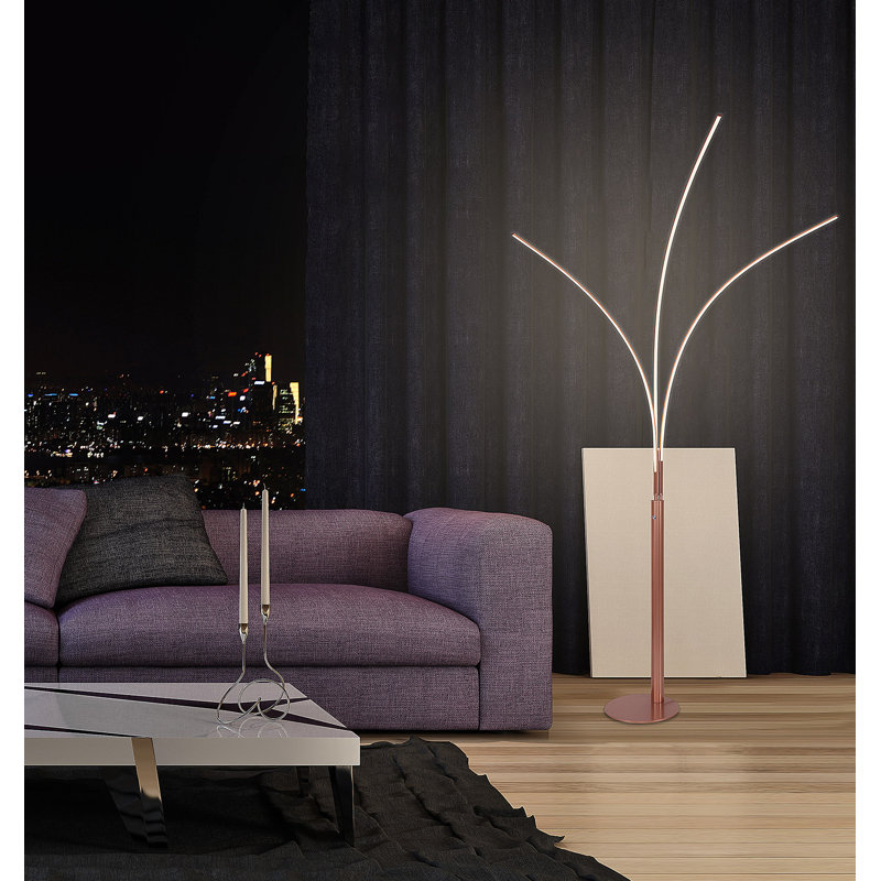 Geigle 92'' LED Arched Floor Lamp with USB, Titanium Gold