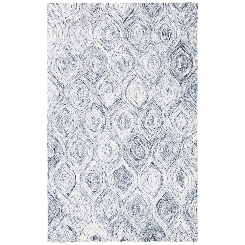 Tapis argenté / gris en laine touffeté à la main Alora, Rectangle 9 pi x 12 pi