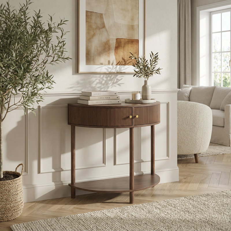 Console demi-lune Artisan-Wave, Brown