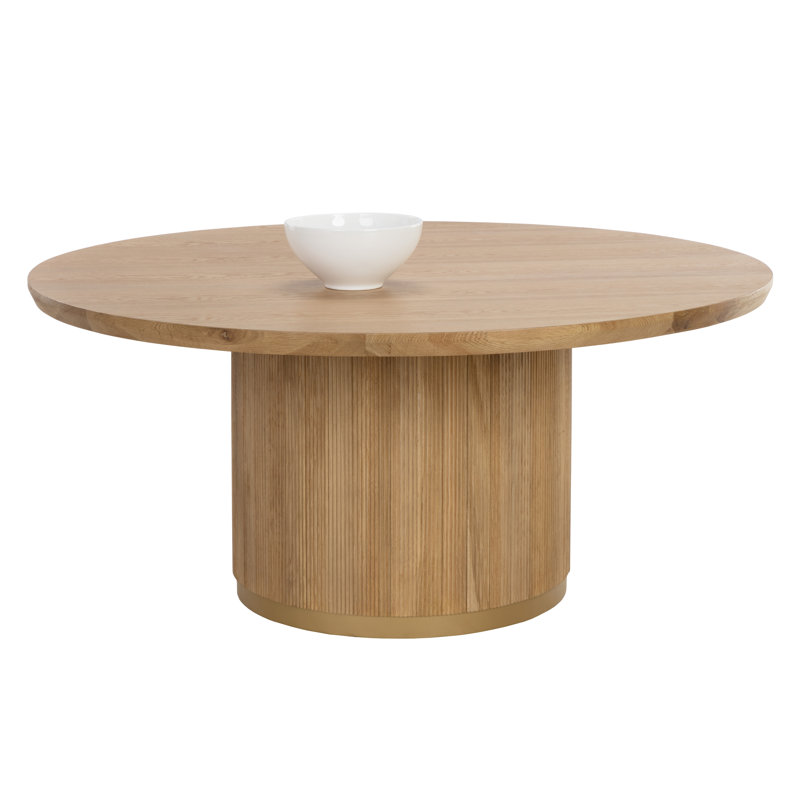 68'' Round Reclaimed Oak Dining Table with Gold Base