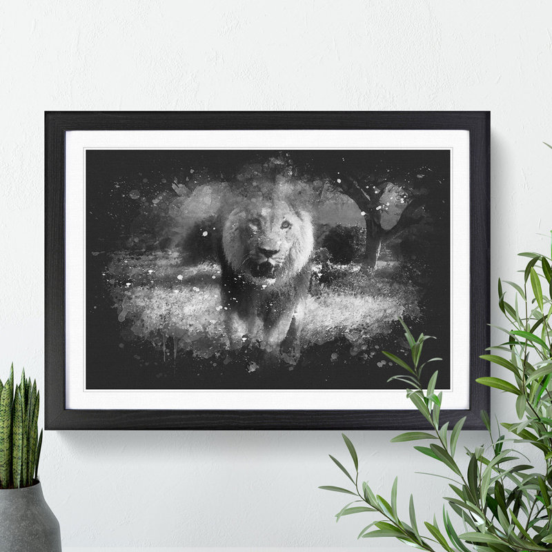 Lion Vol.5 - Picture Frame Graphic Art, 65cm H x 90cm W x 2cm D, Black Framed
