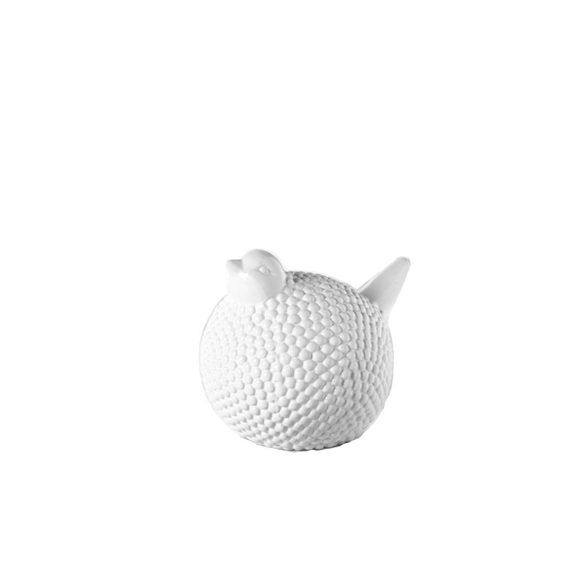 Figurine oiseau en céramique blanc lustré H 6,50 po