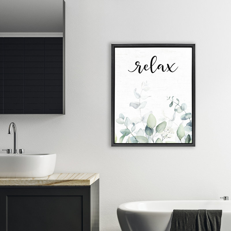 Cadre flottant Relax, feuilles et herbes, H 31 po x l 25 po, Cadre flottant noir de jais