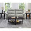 Table basse et tables de bout ovales en bois à la mode avec 3 tablettes, ton gris anthracite, espace de vie principal élégant avec finition, pièce gracieuse