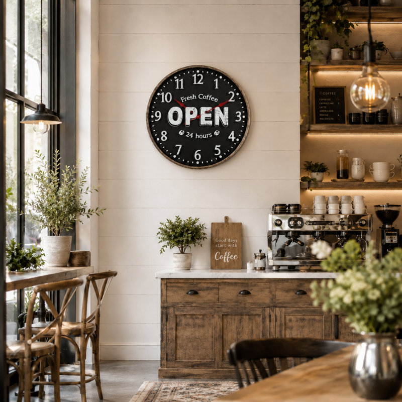 Open Café Wall Clock