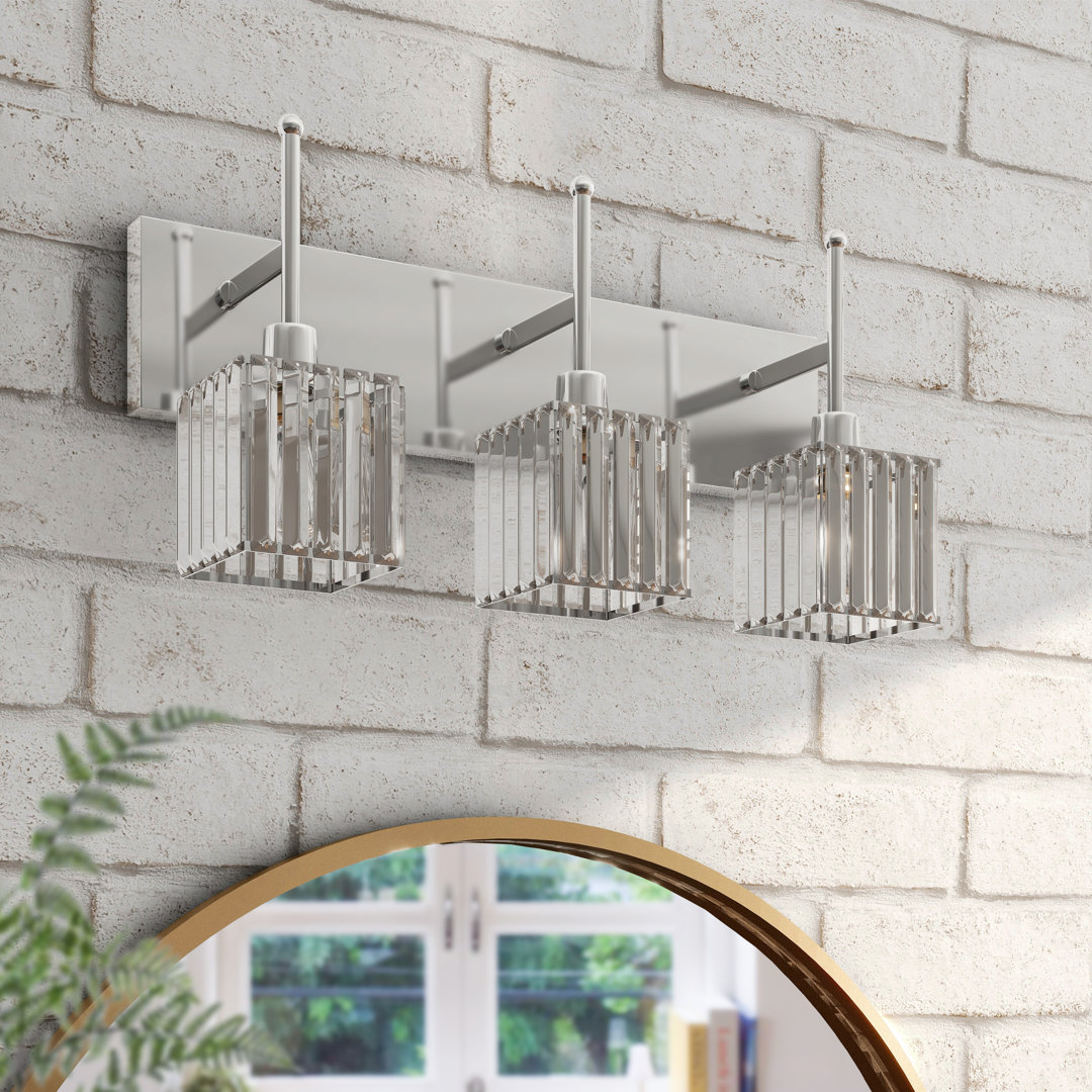 3 - Light Multifaceted Clear Crystal Shade Vanity Light  Mercer41 