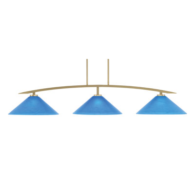 Bar 3 lumières avec verre italien bleu 16 po