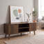 Meuble télé de style moderne du milieu du siècle avec rangement et design en forme de trombone, console multimédia pour salon et chambre
