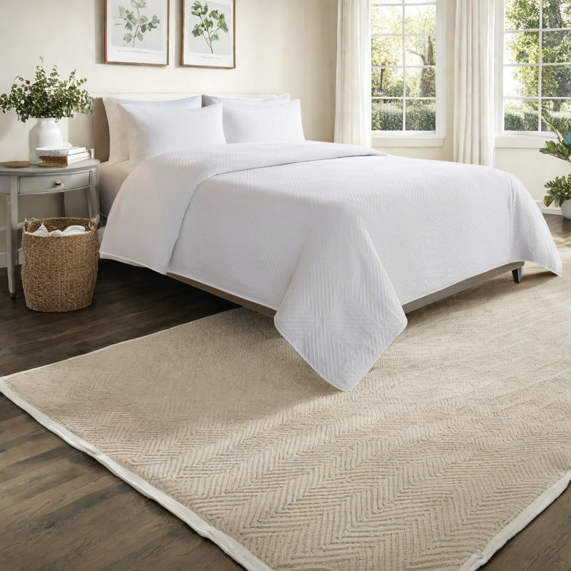 Ensemble de literie haut de gamme pour lit King, couvre-lit en polyester résistant blanc au design moderne