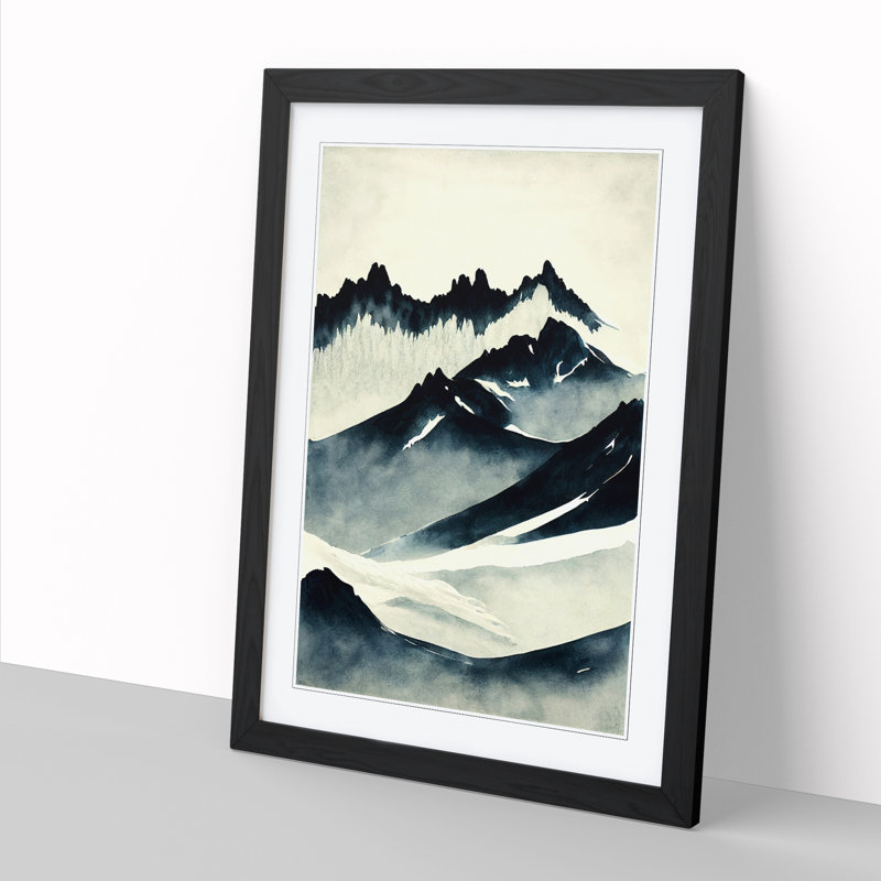 Glacier Ink Wash - Picture Frame Print, 64cm H x 46cm W x 2cm D, Walnut