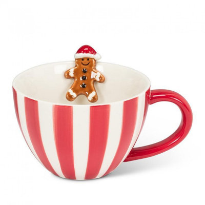 Grande tasse rayée avec bonhomme en pain d'épices