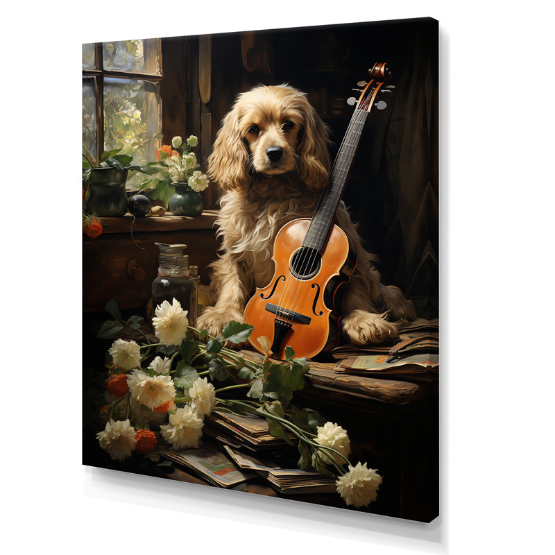 Cocker Spaniel Serenade sur toile, H 20 po x l 12 po x P 1 po, Toile tendue