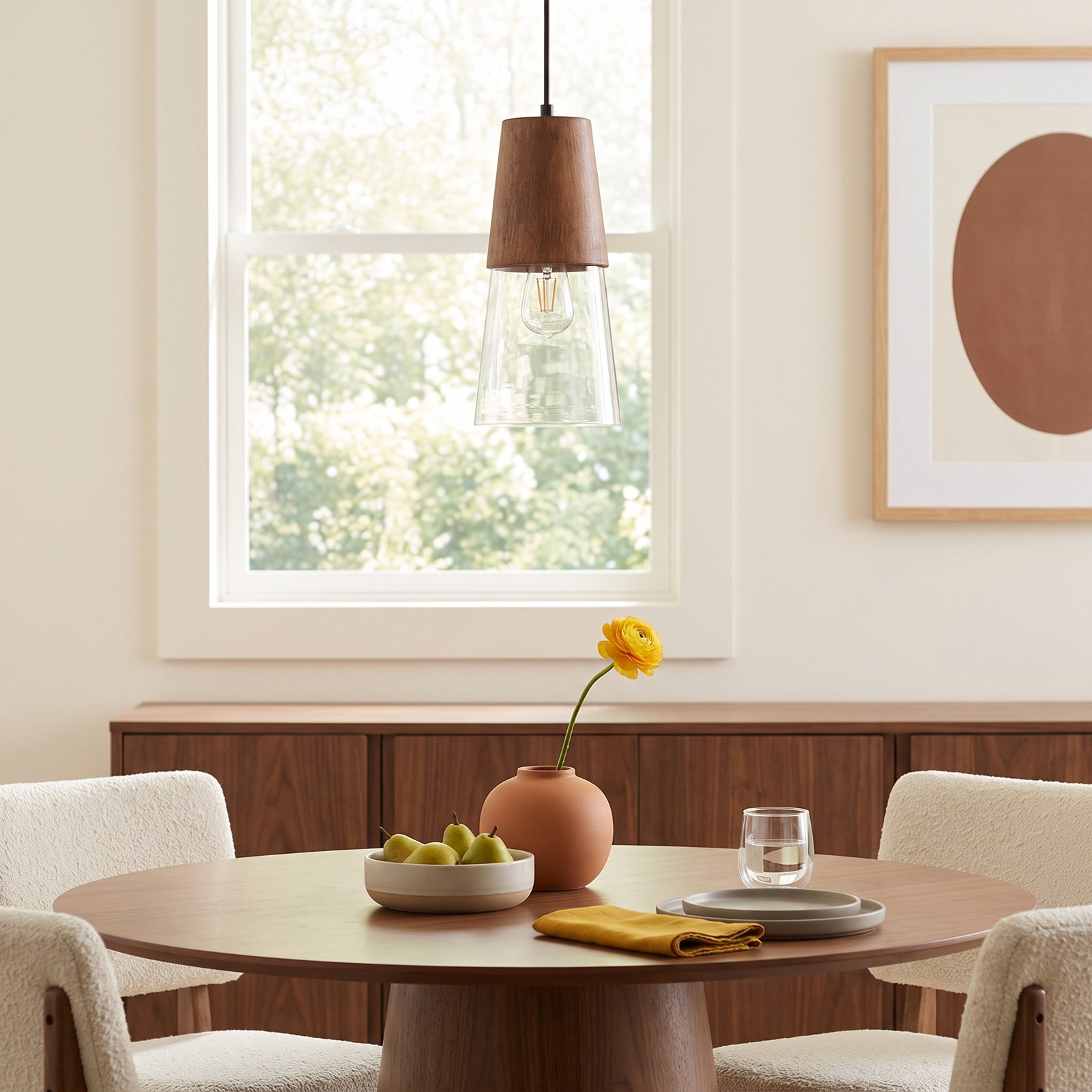 Remora Single Light Steel Dimmable Pendant, 13" H x 6.5" W x 6.5" D