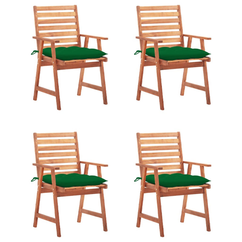 Fauteuil en teck avec coussin, Vert foncé