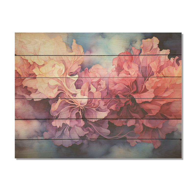 Nuage orage à l'encre liquide paysage - nuages, art mural sur bois de pin naturel, H 10 po x l 20 po