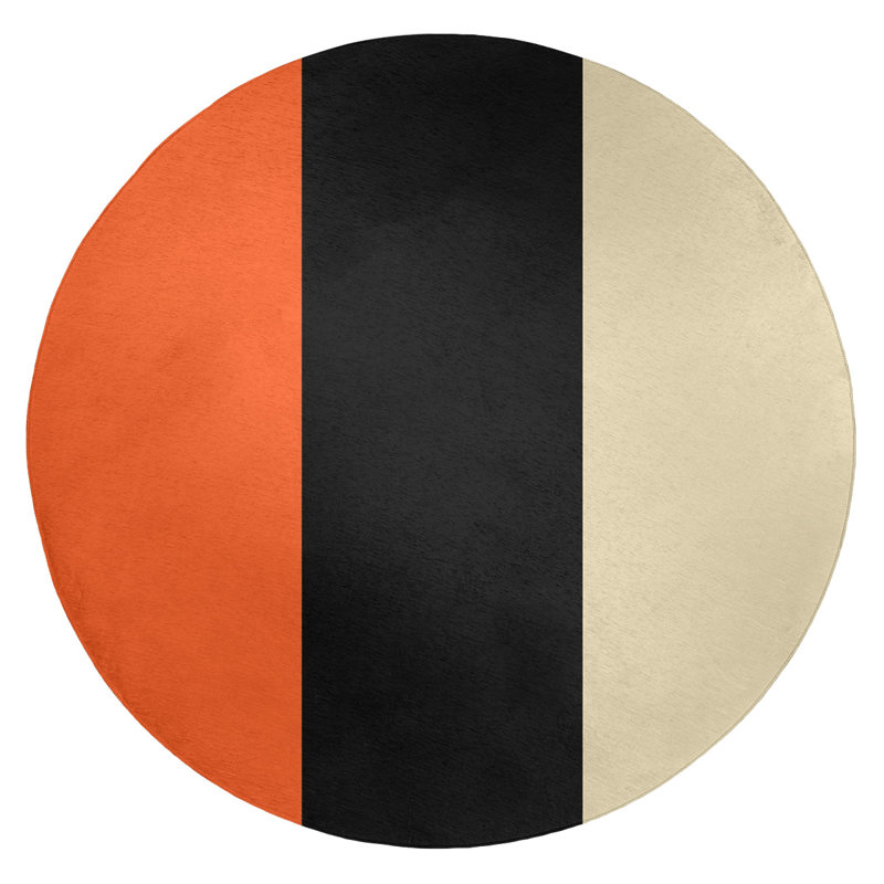 Tapis orange/noir/crème tissé à plat San Francisco, Rond 5 pi