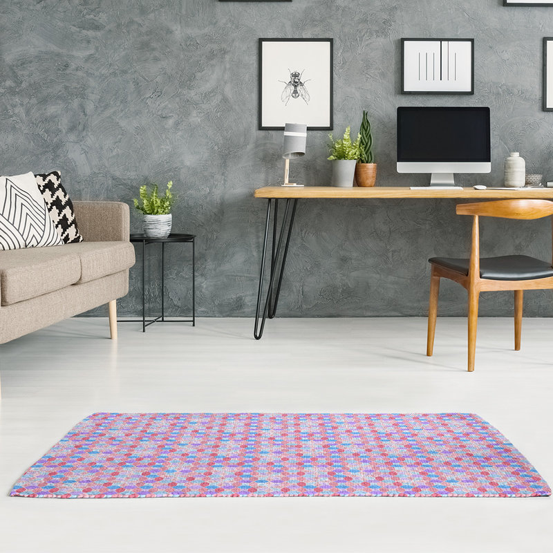 Tapis de zone rose en verre coloré, Rectangle 5 pi x 7 pi