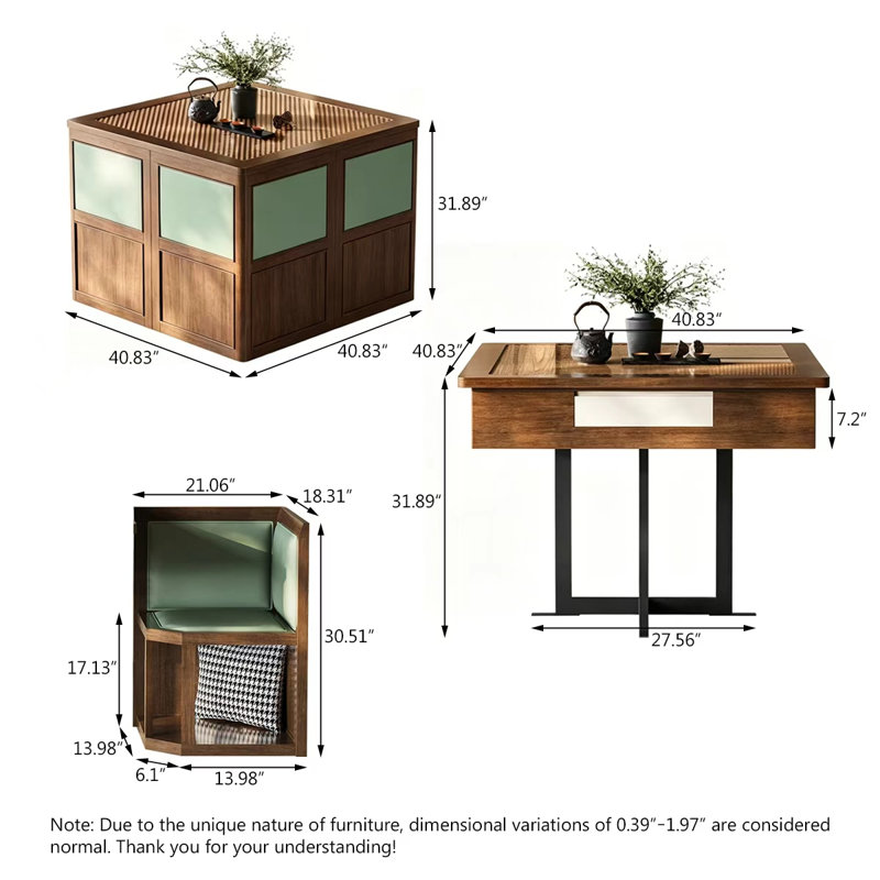 Table de salle à manger en bois massif et bois massif en bois de rose entièrement automatique avec 4 chaises