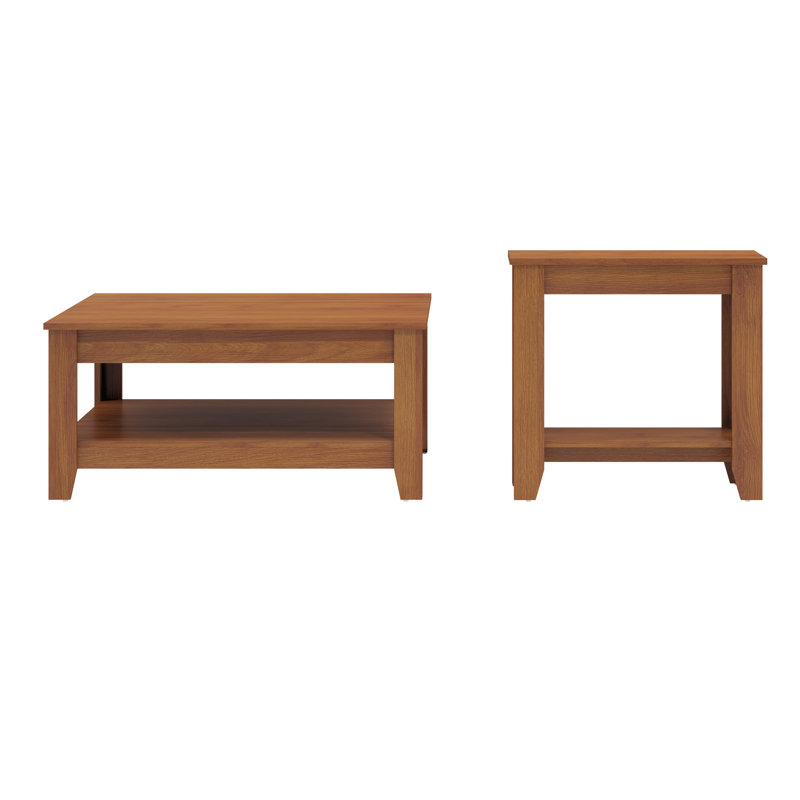 Ensemble de table de salon coordonné Wiltshire, Noyer ambré, Noyer ambré, 2 Pieces: Coffee Table, End Table