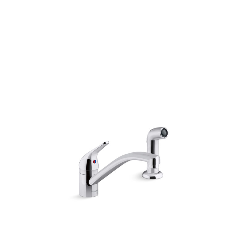 Single Handle Kitchen Faucet with Side Spray, Polished Chrome