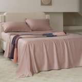 Double Stitch Sheet - Luxury Cotton Tencel Eucalyptus Bed Sheets Deep Pocket, 4 Pc Soft Hotel Bedding Set Cooling Breathable, 1 Fitted Sheet & 1 Flat Sheet & Pillowcases