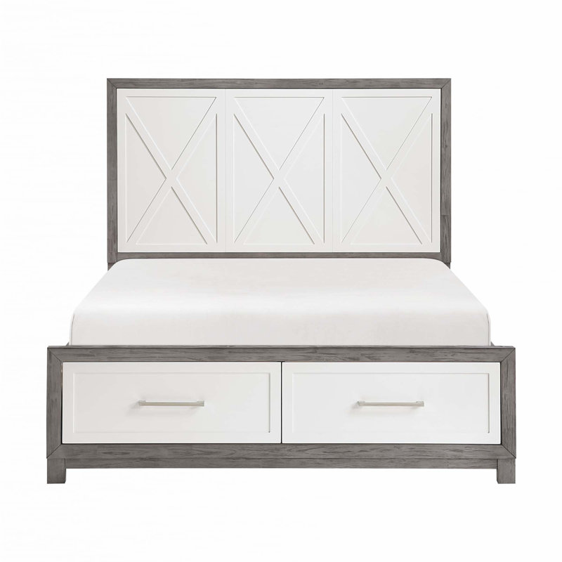 Grand lit plateforme avec rangement pour pied de lit 1pc (seulement lit)