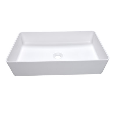 RBROHANT 13.98'' White Acrylic Rectangular Bathroom Sink