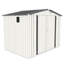 Remise extérieure en métal, 8 pi x 6 pi, toit incliné, imperméable, une fenêtre, deux portes verrouillables, blanc et gris, avec puits de lumière pour les trous de ventilation de rangement de jardin naturel au bas-128881015