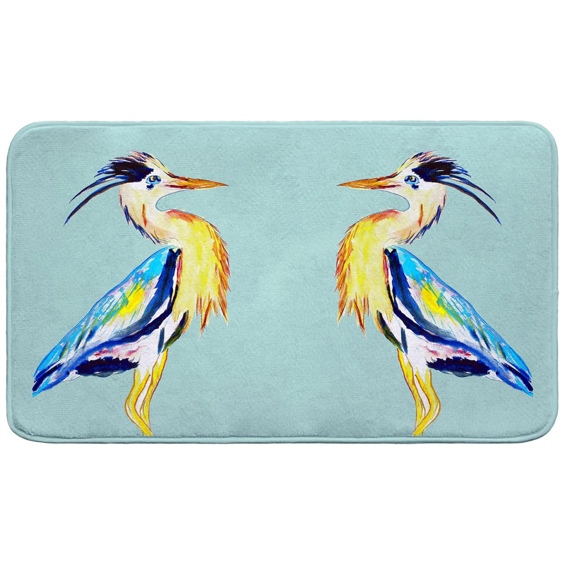 Vertical Blue Heron Bath Mat, 30" L x 18" W