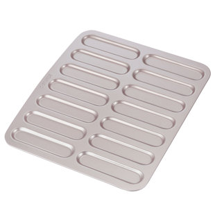 CHEFMADE Eclair Cake Pan, 14-Cavity Non-Stick Mini Eclair Cookie Biscuits Bakeware For Oven Baking (Champagne Gold)