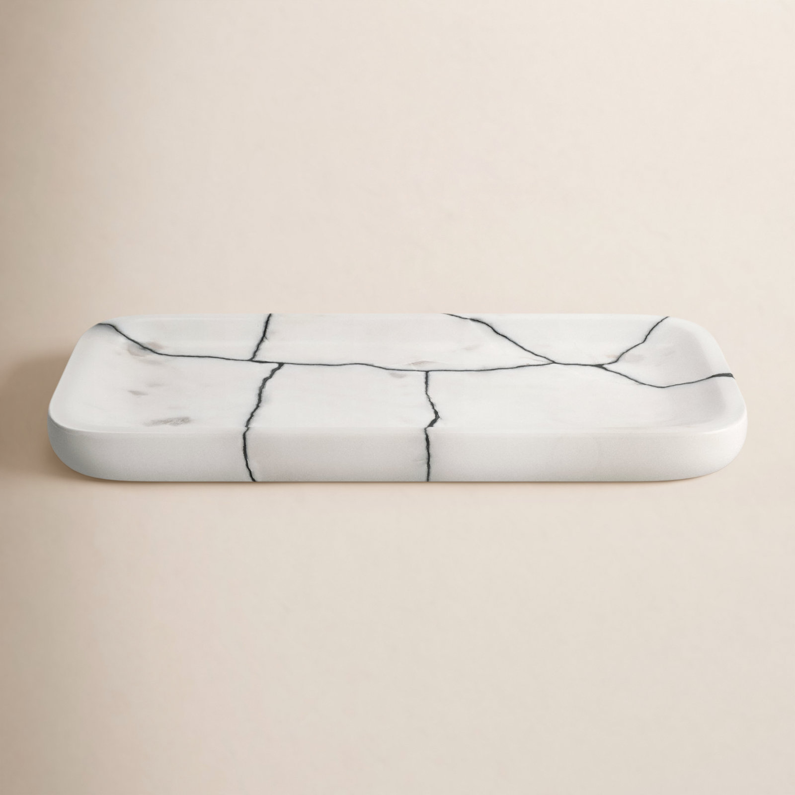 12" Roald Black & White Marble Trinket Tray