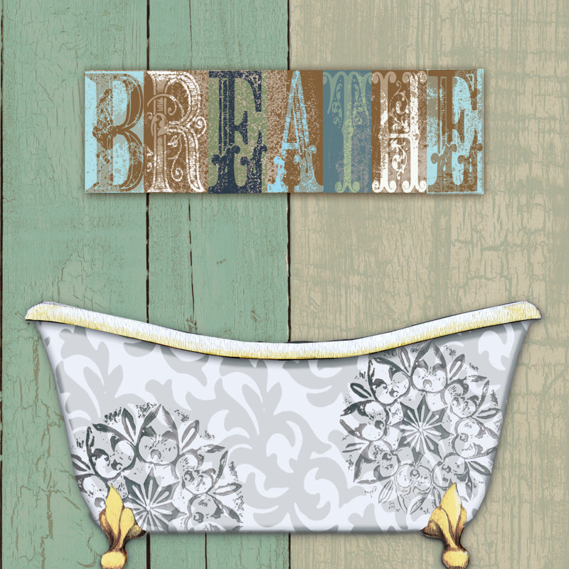 Rustic Breathe Bath - Wrapped Canvas Painting, 30cm H x 30cm W x 3.8cm D