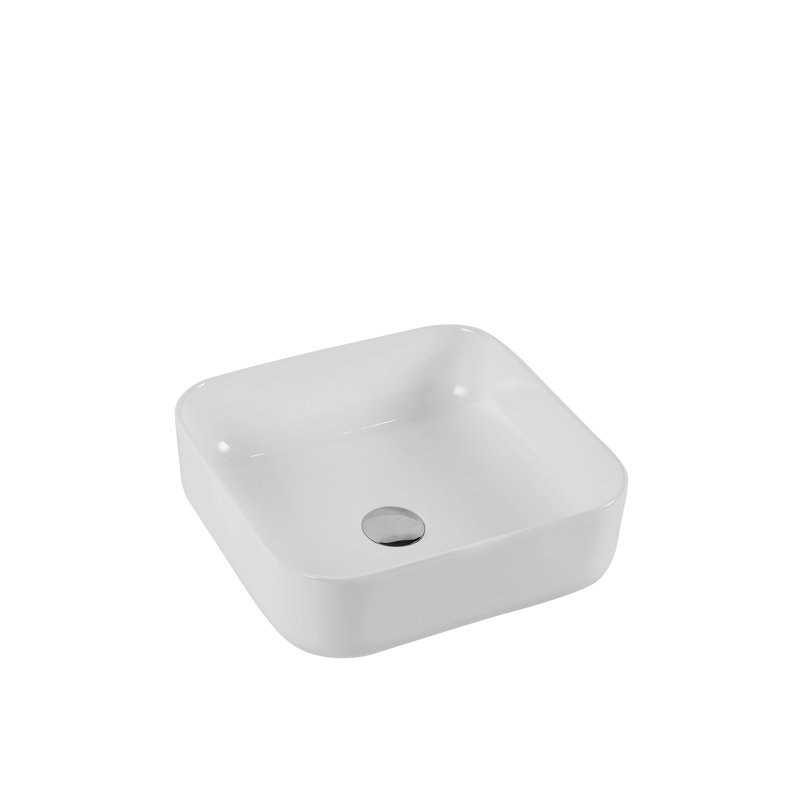 Lavabo de comptoir carré en céramique - blanc, option de salle de bain moderne et attrayante