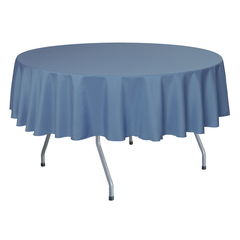 Ultimate Textile - Round Polyester Linen Tablecloth, 84" x 84", 10, Periwinkle